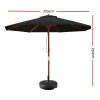 2.7M Umbrella with Base Outdoor Pole Umbrellas Garden Stand Deck Black