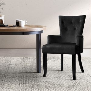 Dining Chair Velvet Black French Cayes
