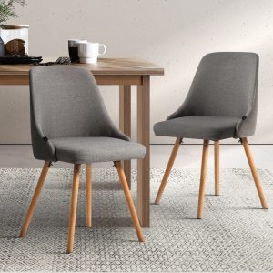 Dining Chairs Fabric Grey Set of 2 Kalmar