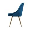 Set of 2 Dining Chairs Retro Chair Cafe Kitchen Modern Metal Legs Velvet Blue