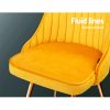Set of 2 Dining Chairs Retro Chair Cafe Kitchen Modern Metal Legs Velvet Yellow
