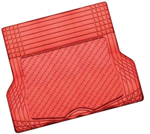 ALUMINIUM LOOK 1-Piece Boot Mat – RED [Rubber/Aluminium Look]