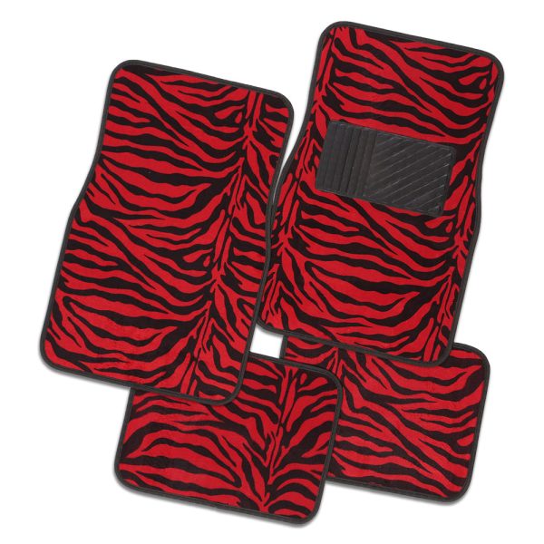 Wild Zebra 4-Piece Car Mat – Red