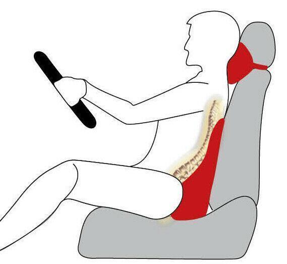 Black Memory Foam Lumbar Back & Neck Pillow Support Back Cushion Office Car Seat
