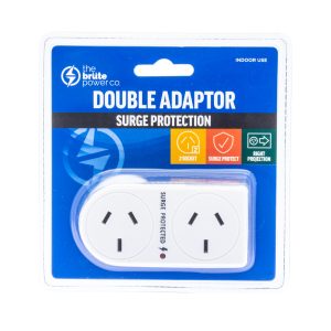 THE BRUTE POWER CO. Double Adaptor – Flat Right + Surge Protection