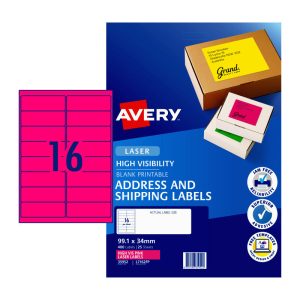 AVERY LaserLabel L7162FY 16Up Pack of 25