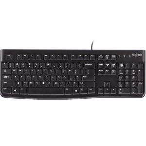 LOGITECH K120 Keyboard Quiet typing Spill-resistant Durable keys Thin profile Curved space bar Adjustable tilt legs