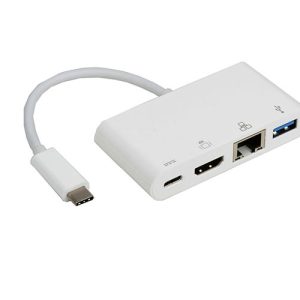 8WARE USB Type-C to USB 3.0 A + HDMI + Gigabit Ethernet with Type-C Charging Port Adapter Cable- Up to 60W