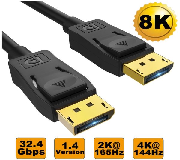 8WARE 3m Ultra 8K DisplayPort DP1.4 Cable – Male to Male Gold Plated 7680×4320 8K@60Hz 4K@144Hz 32.4Gbps UHD QHD FHD HDP HDCP HDTV HDR 28AWG