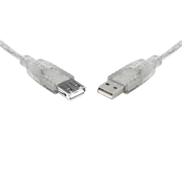 8WARE USB 2.0 Extension Cable 25cm A to A Male to Female Transparent Metal Sheath Cable