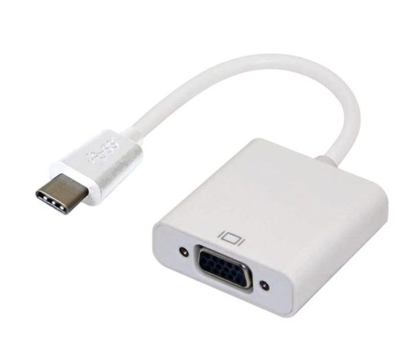 Thunderbolt USB 3.1 Type C (USB-C) to VGA Adapter Converter Male to Female for Apple Macbook Chromebook Pixel White