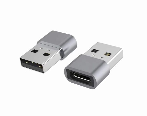 Type C Female to USB 2.0 Male OTG Adapter 480Mhz For Laptop, Wall Chargers,Phone Sliver 1 Yr WTY