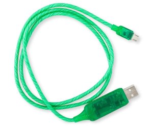 GENERIC 1m LED Light Up Visible Flowing Micro USB Charger Data Cable Green Charging Cord for Samsung LG Android Mobile Phone