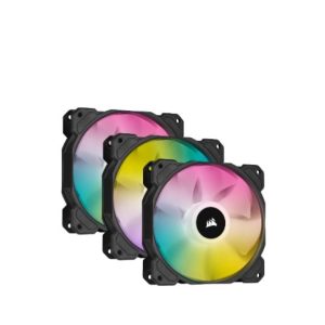 CORSAIR SP120 RGB ELITE, 120mm RGB LED PWM Fan with AirGuide, Low Noise, High CFM, Triple Pack with Lighting Node CORE