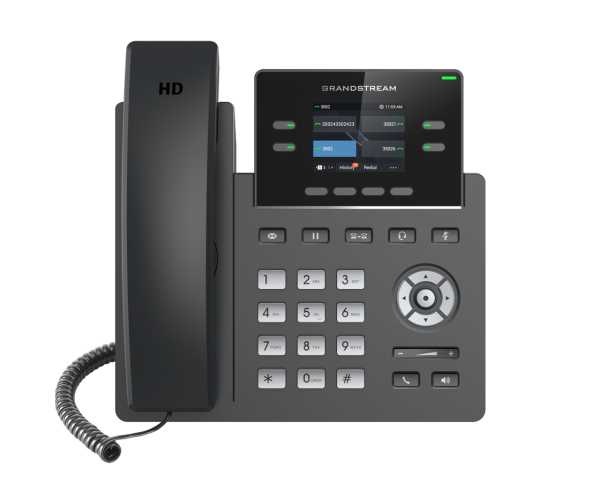 GRP2612P 4 Line IP Phone, 2 SIP Accounts, 320×240 Colour Screen, HD Audio, Powerable Via POE