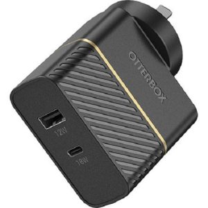 OTTERBOX Fast Charge Dual Port Wall Charger USB-C and USB-A 30W (Type I) - Black Shimmer
