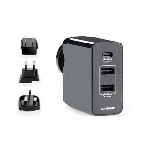 mbeat Gorilla Power 45W USB-C Power Delivery PD 2.0 and Dual USB-A World Travel Charger