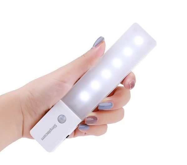 SIMPLECOM EL608 Rechargeable Infrared Motion Sensor Wall LED Night Light Torch – Cool White