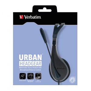 Verbatim Multimedia Headset with Microphone - Wide Frequency Stereo, 40mm Drivers, Comfortable Ergonomic Fit, Adjustable, Built-in, omni-directional