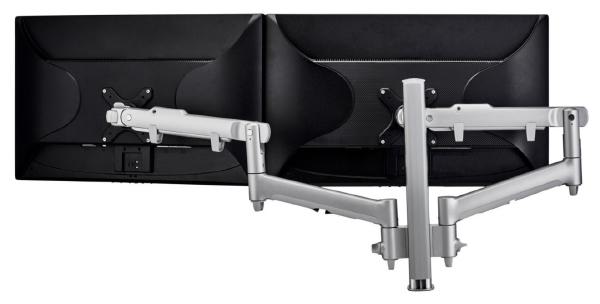 Atdec AWM Dual monitor arm solution – dynamic arms – 400mm post – F Clamp – Silver – AWMS-2-D40 F-clamp Silver
