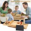Bamboo Cheese Board Set with Knife Set with 4 Stainless Steel Knife & Thick Wooden tray for Wine Crackers, Brie and Meat