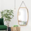 Hanging Full Length Wall Mirror – Solid Bamboo Frame and Adjustable Leather Strap for Bathroom and Bedroom