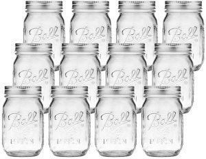 12 Pieces Canning Jars – 480ml Mason Jar Empty Glass Spice Bottles with Airtight Lids and Labels