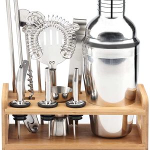 Steel Shaker Cocktail Bar Set Kit with 13 Pieces Bar Utensils