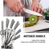 Kitchen Knife Block Set 8 Stainless Steel Knives with Wooden Color Handle (Silver color)