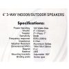 New Audioline Indoor Outdoor Speaker Pair 3-Way 4″” Bookshelf Wall / Ceiling Mount
