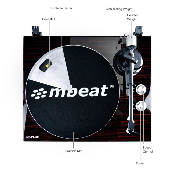 Hi-Fi Bluetooth Turntable (MMC, USB, Anti-skating, Preamplifier) – Macassar Ebony