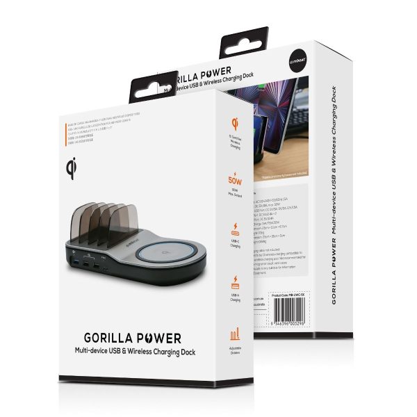 Gorilla Power 50W Qi Certified Multi-Device USB & Wireless Charging Dock
