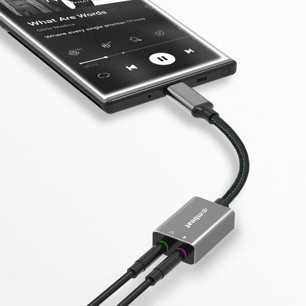 mbeat Elite USB-C to 3.5 Audio and Microphone Adapter – Space Grey