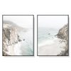 40cmx60cm Mountain Beach 2 Sets Black Frame Canvas Wall Art