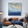 50cmx50cm Abstract gold blue square size Gold Frame Canvas Wall Art