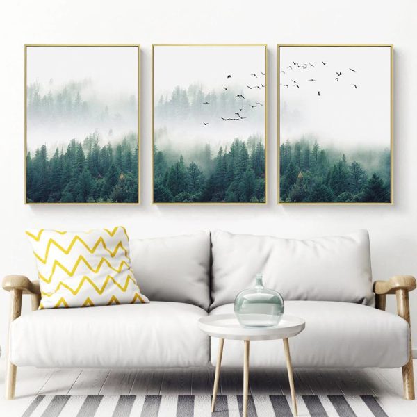 40cmx60cm Mystical Forest  3 Sets Gold Frame Canvas Wall Art