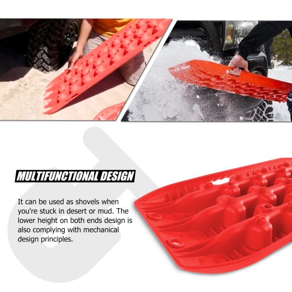 2 Pairs Recovery tracks Sand Mud Snow 4WD / 4×4 ATV Offroad Stronger Gen 3.0 – Red