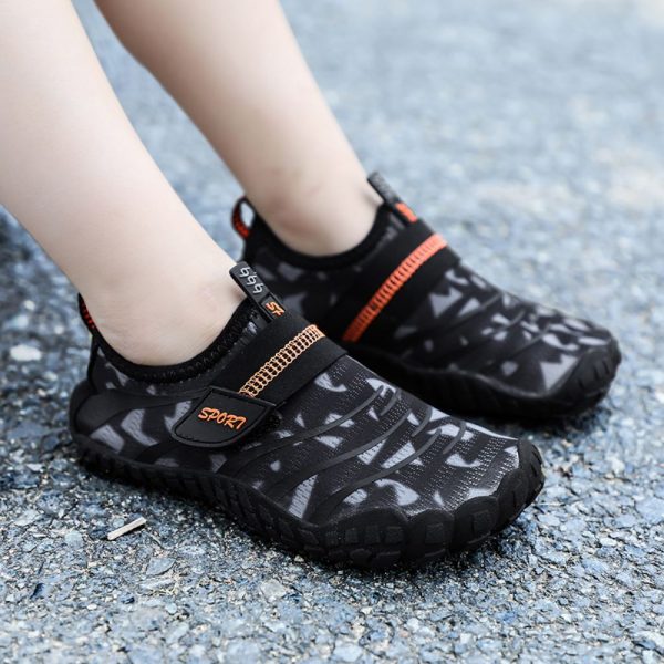 Kids Water Shoes Barefoot Quick Dry Aqua Sports Shoes Boys Girls (Pattern Printed) – Black Size Bigkid US6.5 = EU38