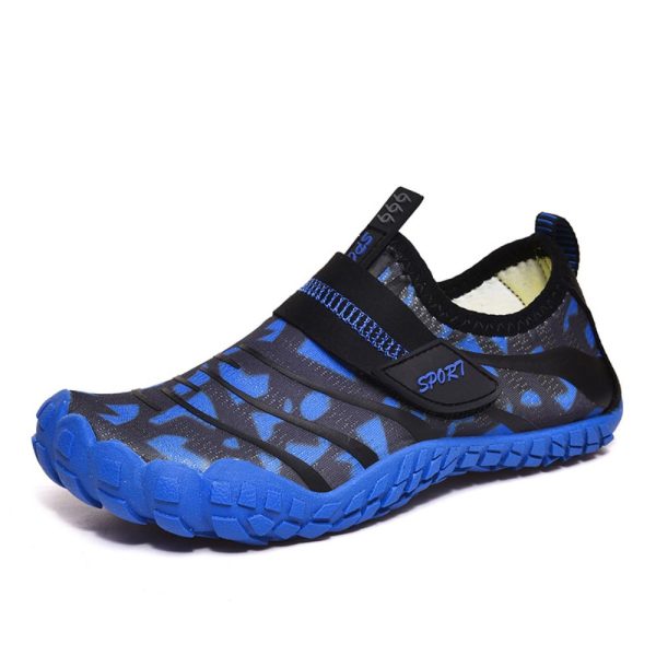 Kids Water Shoes Barefoot Quick Dry Aqua Sports Shoes Boys Girls (Pattern Printed) – Blue Size Bigkid US3 = EU34