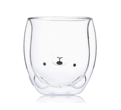 2pcs Cute Mugs Double Wall Insulated Glasses for Juice Coffee Tea Milk – Polar Bear