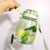 Clear Large Water Bottle Water Jug with Adjustable Shoulder Strap – Green