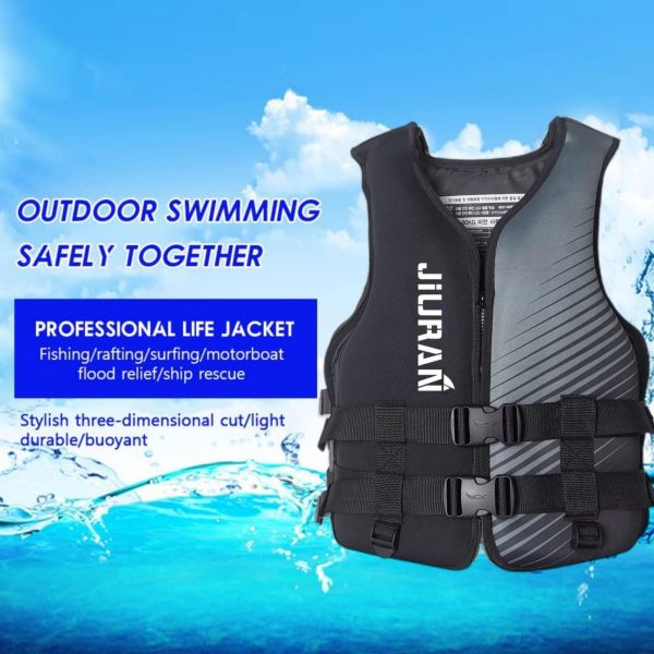 Life Jacket for Unisex Adjustable Safety Breathable Life Vest for Men Women(Black-XL)