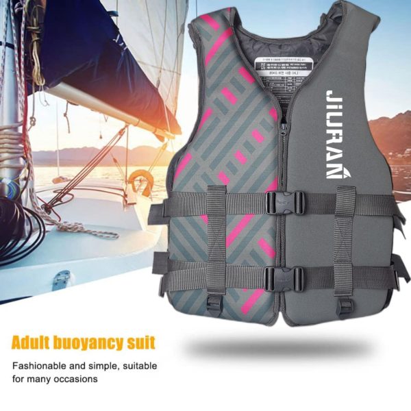 Life Jacket for Unisex Adjustable Safety Breathable Life Vest for Men Women(Grey-L)