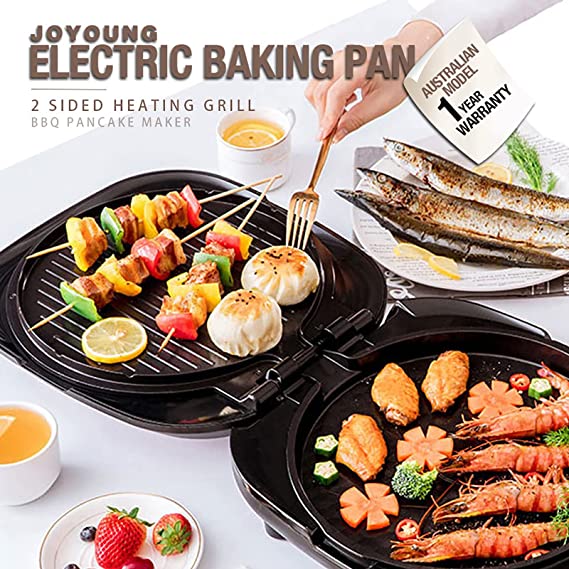 Electric Baking Pan 2-Sided Heating Grill BBQ Pancake Maker 30cm