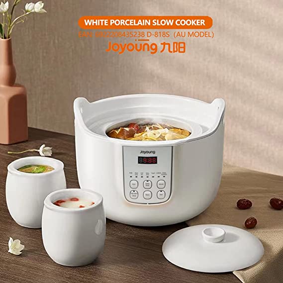 White Porclain Slow Cooker 1.8L with 3 Ceramic Inner Containers
