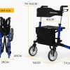 EQUIPMED Rollator Walking Frame Walker Foldable Seat Mobility Aid Aluminium Blue