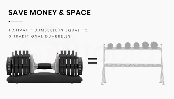 ATIVAFIT 25kg Adjustable Dumbbell Weights Home Gym Fitness Hand