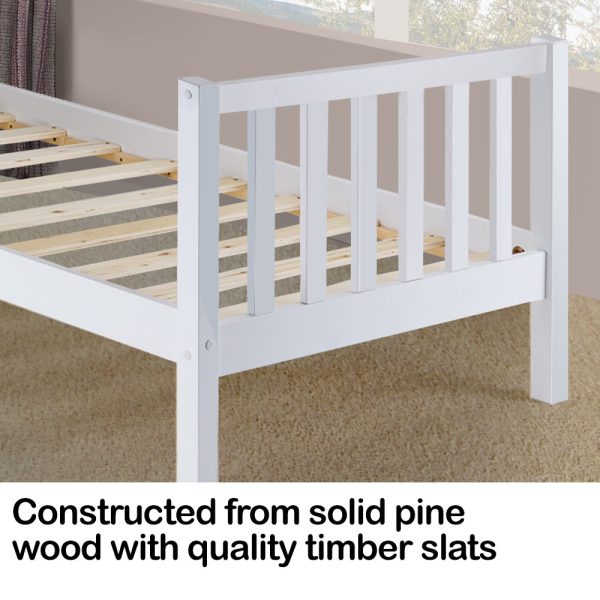 Single Wooden Pine Bed Frame Timber Kids Adults Contemporary Bedroom Furniture