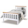 Single Wooden Bed Frame Base White Timber Kids Adults Modern Bedroom Furniture