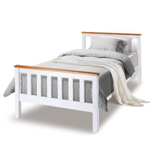 Barry Single Wooden Bed Frame Base White Timber Kids Adults Modern Bedroom Furniture